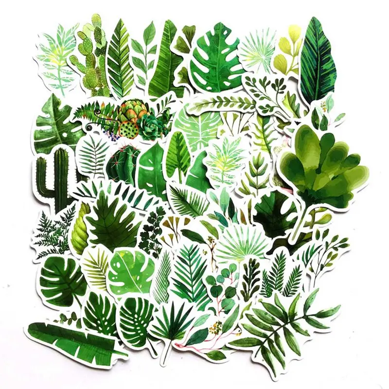 

60pcs /Pack Green Plants Cactus AdhesiveAlbum Notebook DIY Sticker Stick Label Diary Decor Student PVC Stationery Stickers