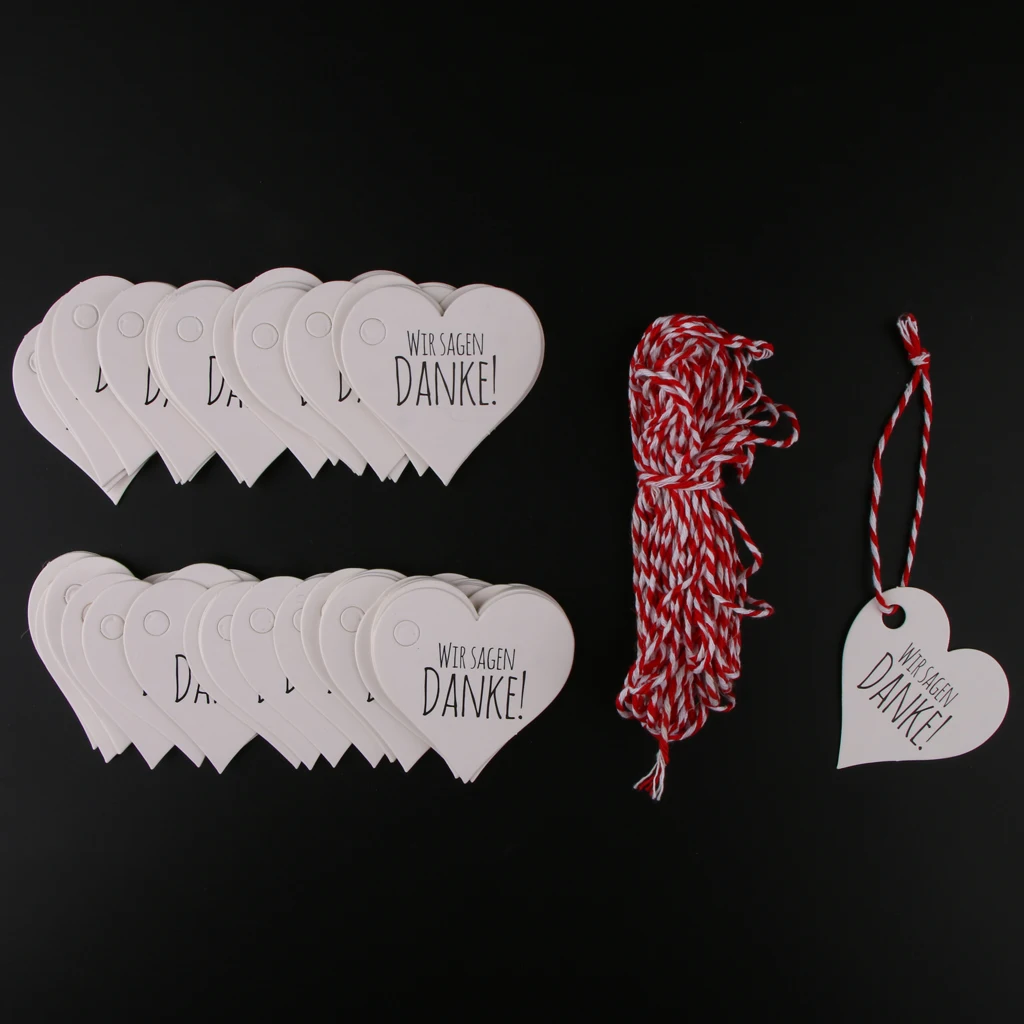 

100pcs Wir Sagen Danke Love Heart Kraft Paper Gift Wrap Tag Label Card