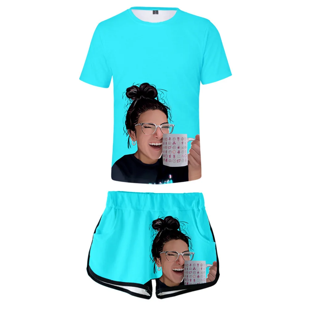 

Spring and summer ladies sportswear 2 sports suits fashion casual round neck short sleeve sports top + shorts suit