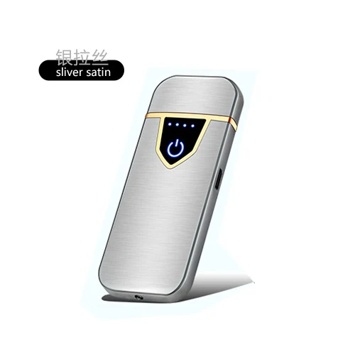 Silver Беспламенная перезаряжаемая электрическая зажигалка с гнездом usb аксессуары для курения Пульс для сигарет электронная зарядка зажигалки для сигар - Цвет: Silver