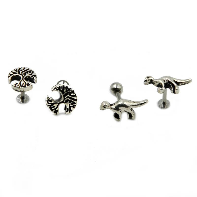 1 шт. хирургическая Сталь Винтаж дерево динозавра опал Луна уха ушной хрящ мочки