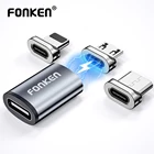 Магнитный кабель Fonken мобильный телефон, переходник для кабеля, Micro USB, магнитные наконечники, магнитный штекер для зарядного устройства Магнитный адаптер типа C