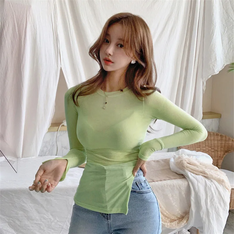 

New Spring Lady Black Solid red white sexy Slim Fit Tee Women Highstreet Casual Long Sleeve Tshirt Tops female girl t shirt