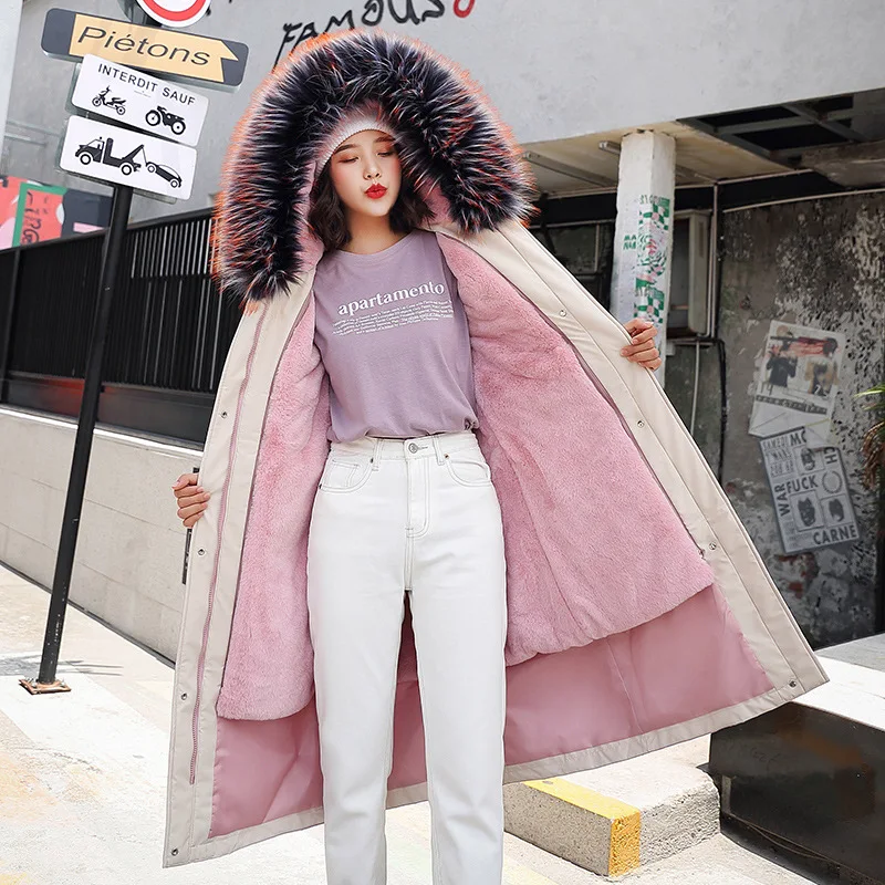 Корейские меховые женские зимние пальто длинные куртки из искусственного меха