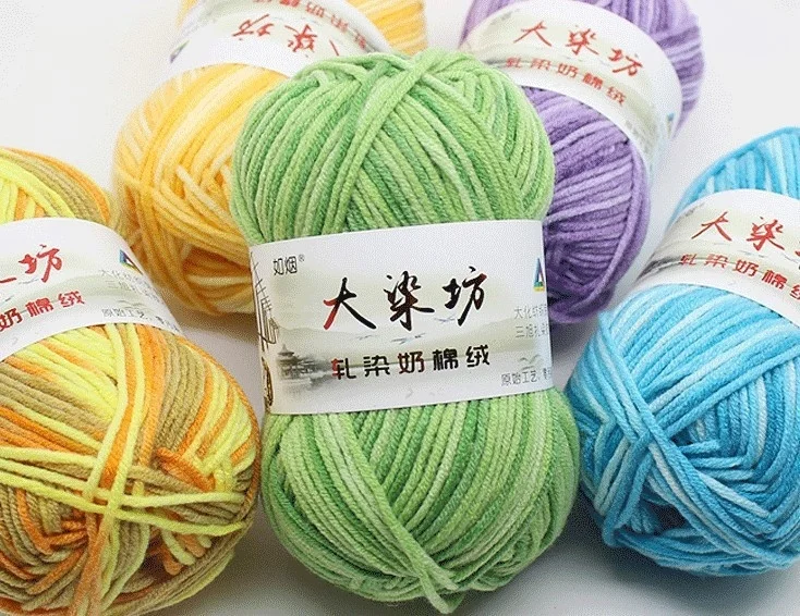 Пряжа для вязания крючком 1 шт. крашеное вручную хлопковое гладкое молочное