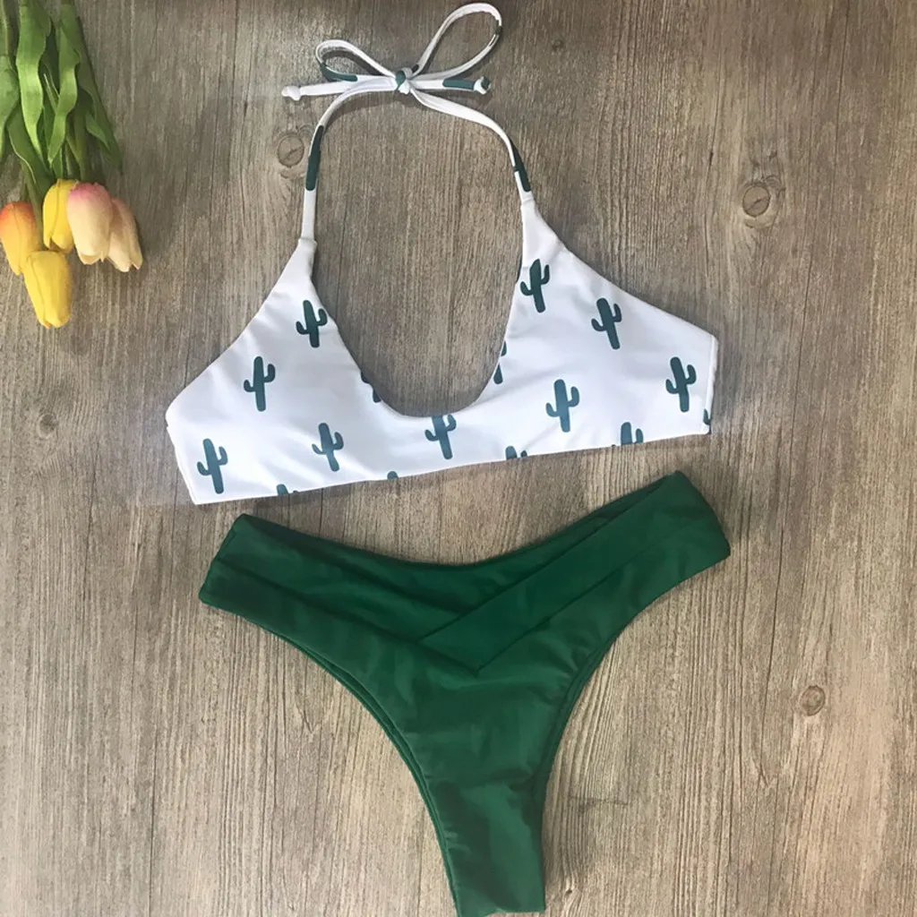 Купальник бикини с бандо женский купальник пуш ап женское микро принтом кактуса