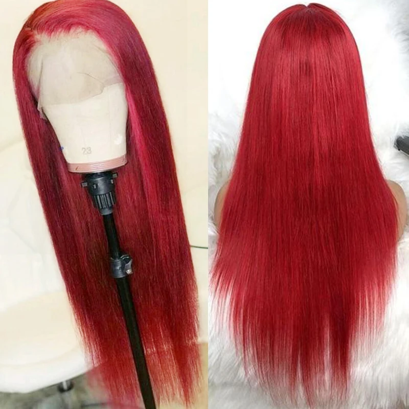 Парики из человеческих волос синие красные цветные прямые бразильские