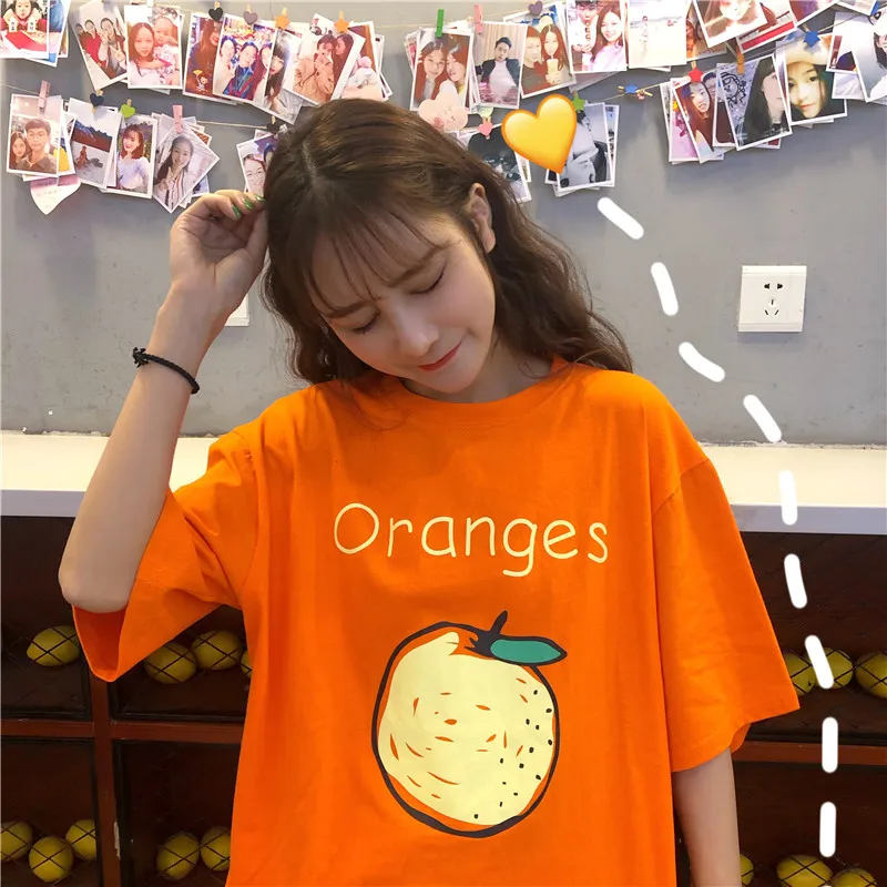 Женская футболка с круглым вырезом и коротким рукавом фруктовым принтом