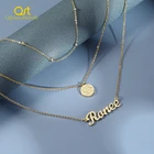 Ожерелье покрытое золотом индивидуальная именная табличка ожерелья на заказ индивидуальная из нержавеющей стали ювелирные изделия звено цепи Qitian