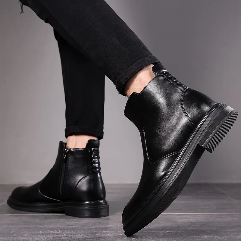 

New Autumn Winter Italian Men Shoes Casual Big Size Breathable High Quality Leather Ankle Boots Flats Vintage Work Boots