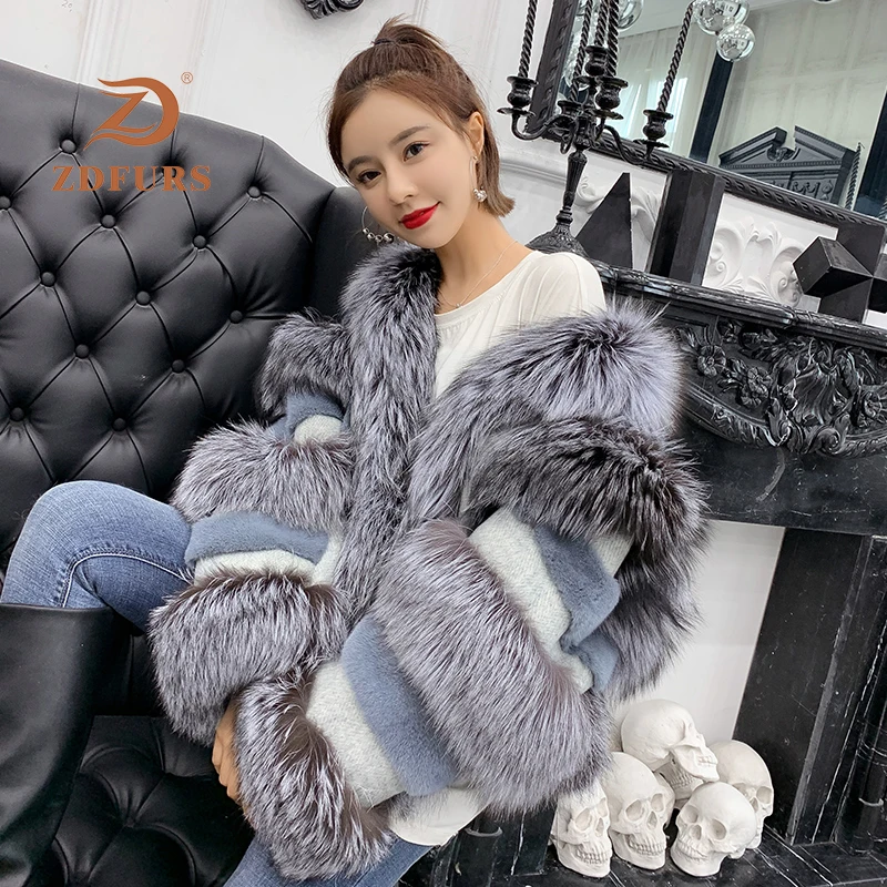 ZDFURS* женский норковый мех с лисьим мехом, пальто, зимняя женская мода jexxi высокое качество, смешанный мех норки, роскошный мех