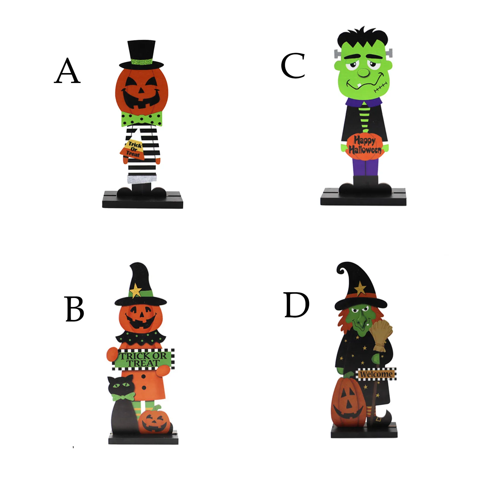 4pcs Happy Halloween Wooden Center Signs Decor Trick Or Treat Desktop Sign Pumpkin Witch Hoilday Home Party | Игрушки и хобби