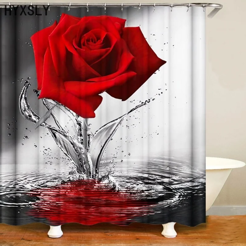 

Занавеска для душа в европейском стиле с цветами красной розы, занавеска для ванной s, водонепроницаемая фрикционная Крышка для купания из п...
