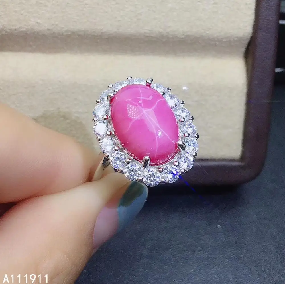 KJJEAXCMY-joyería fina de Plata de Ley 925 con incrustaciones de piedras preciosas de Rubí, anillo femenino Popular, soporte de detección de moda