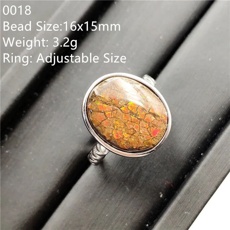 Natural Green Ammonite Ammolite Ring Men Woman Crystal Love Gift 16x12mm Beads 925 Sterling Silver Fashion Rings AAAAA | Украшения и