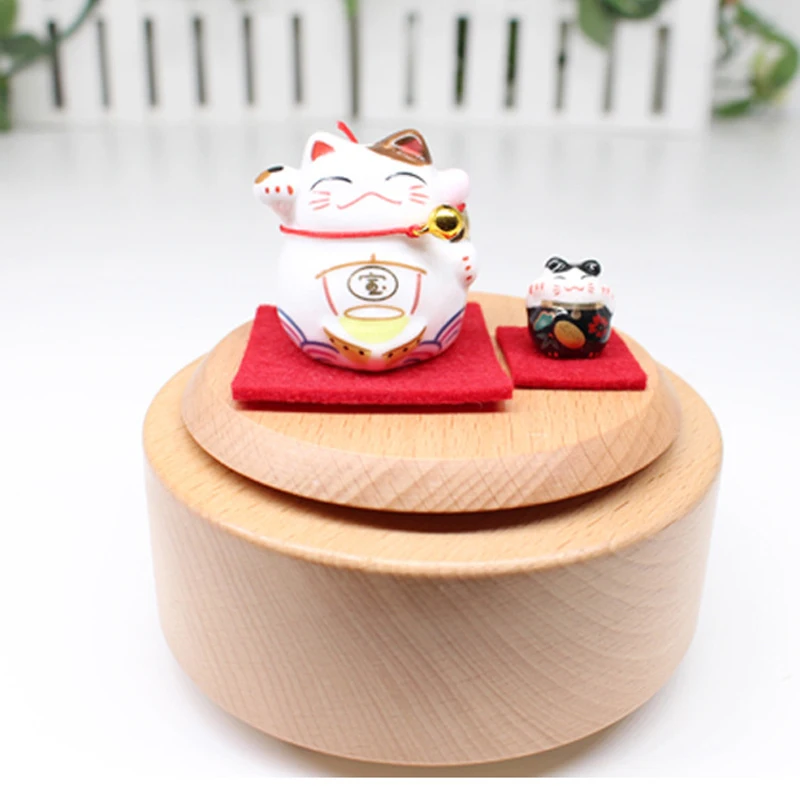 

6 Inch Luck Cat Music Box,Wooden Crafts,Music Box,Wooden Music Box,Home Decor,Christmas Decorations for Home