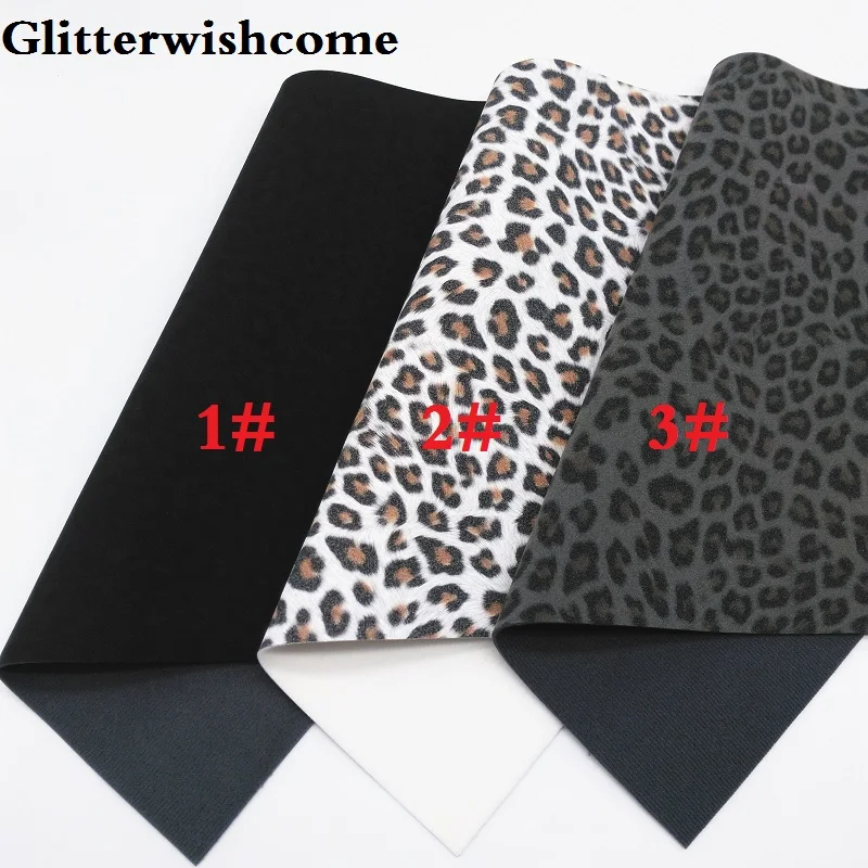 Glitterwishcome 30X134CM Vinyl For Bows Printed Leopard on Suede Faux Leather Sheets for GM080 | Дом и сад