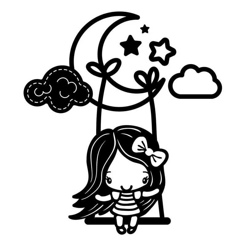 DiyArts девушка на Луне качели металлические режущие штампы с сшитым облаком звезда