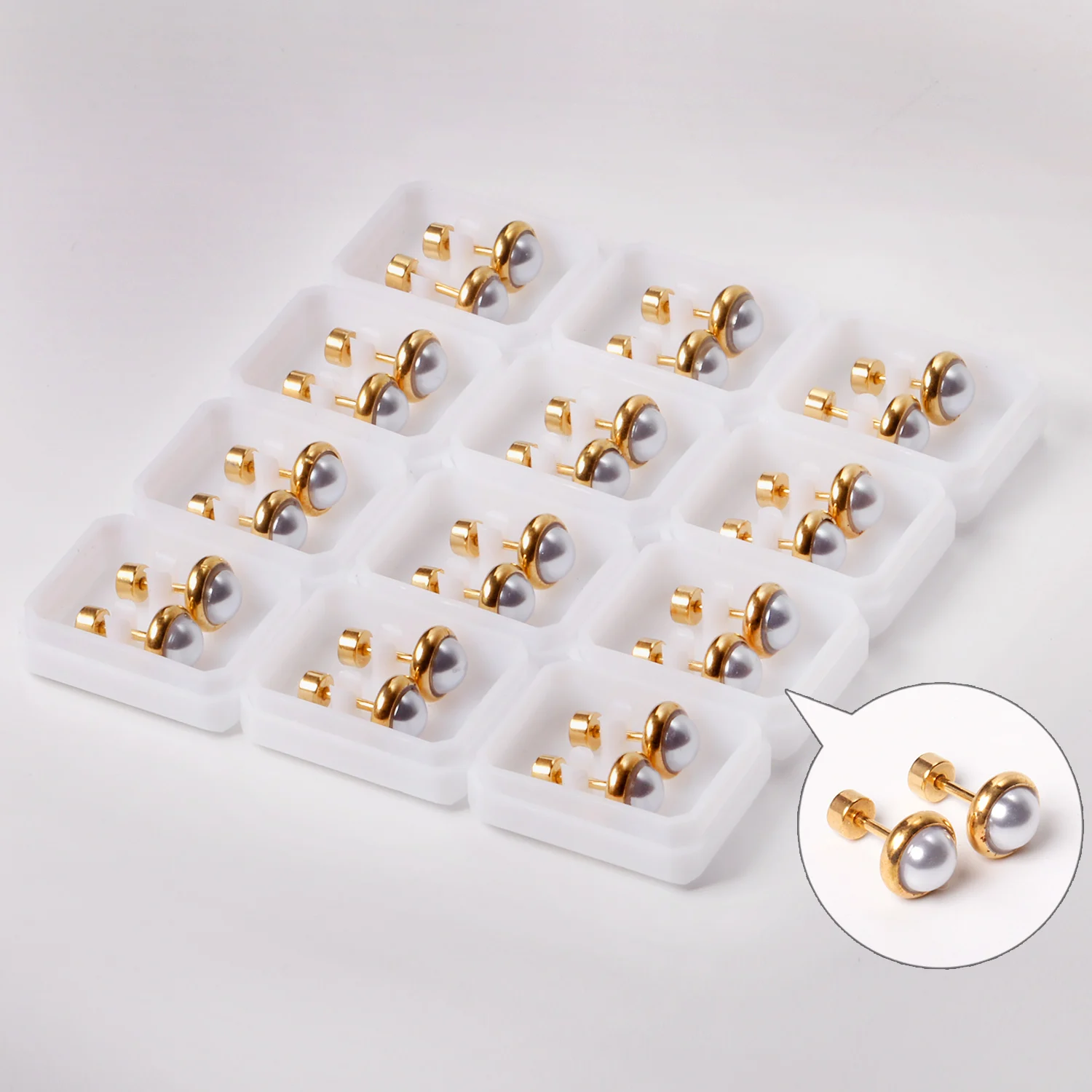 

12 Pairs 316L Stainless Steel Vintage Pearl Earrings Wholesale Accessories Set Pack Classic Screw Back Aretes De Mujer Jewelry