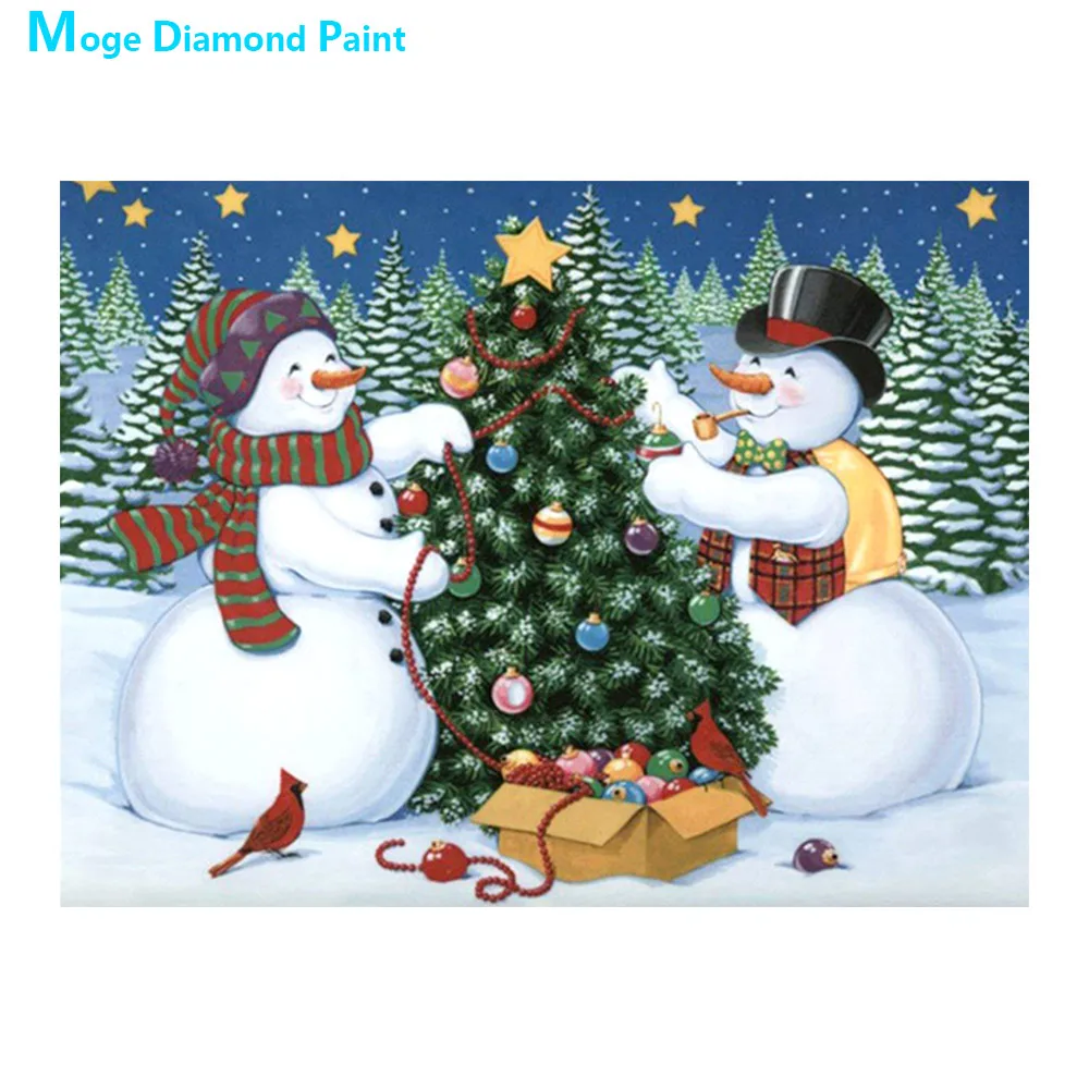 Рождественская елка Снеговик алмазная живопись мультфильм круглая полная дрель