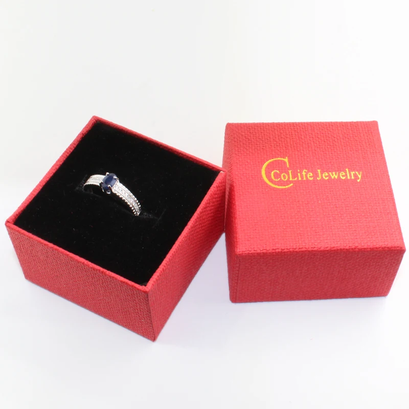 Классическое серебро сапфировое обручальное кольцо пробы для женщин 0 5 Ct 4 Х6 мм