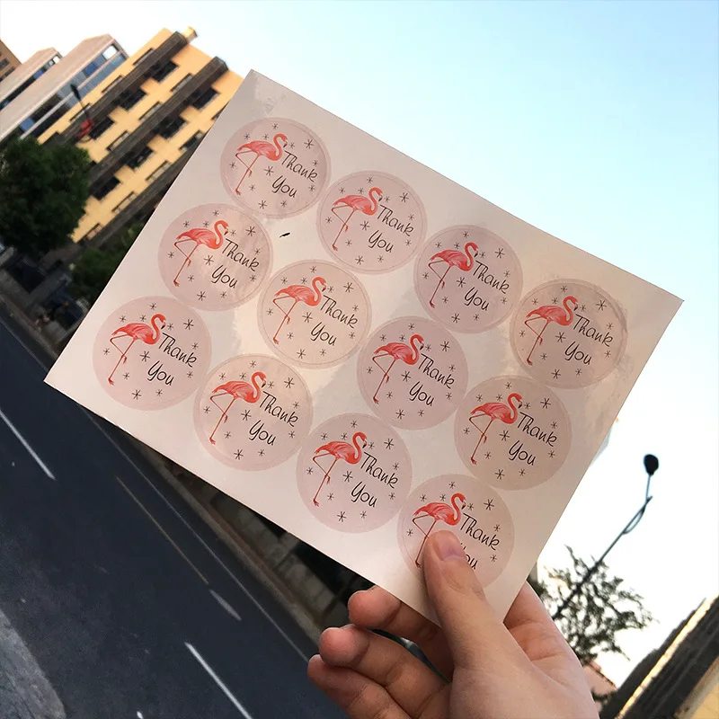 120 шт./лот Фламинго Круглый &quotспасибо&quot клейкая этикетка DIY коробки упаковывая