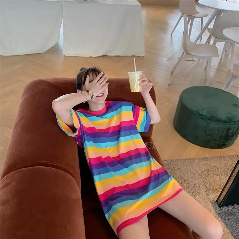 Женские рубашки Корея Harajuku Kawaii Женская Винтажная летняя футболка с коротким