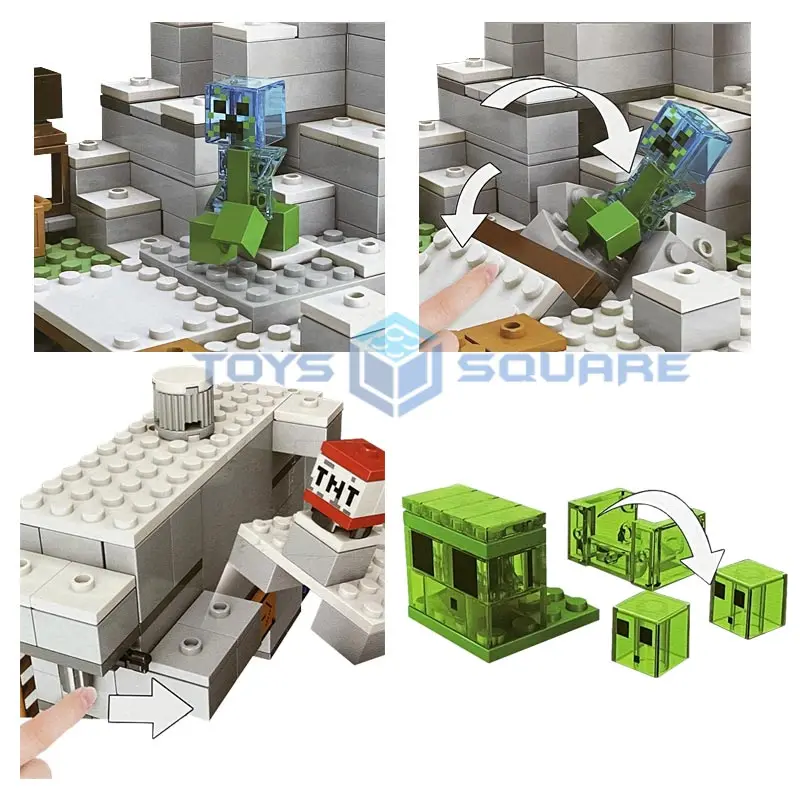 

The Big Mountain Cave Model Building Blocks With My World Action Figures Bricks Set Gifts Educational Toys For Children