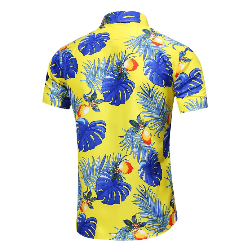 Гавайская рубашка мужская с пуговицами на пуговицах и коротким рукавом
