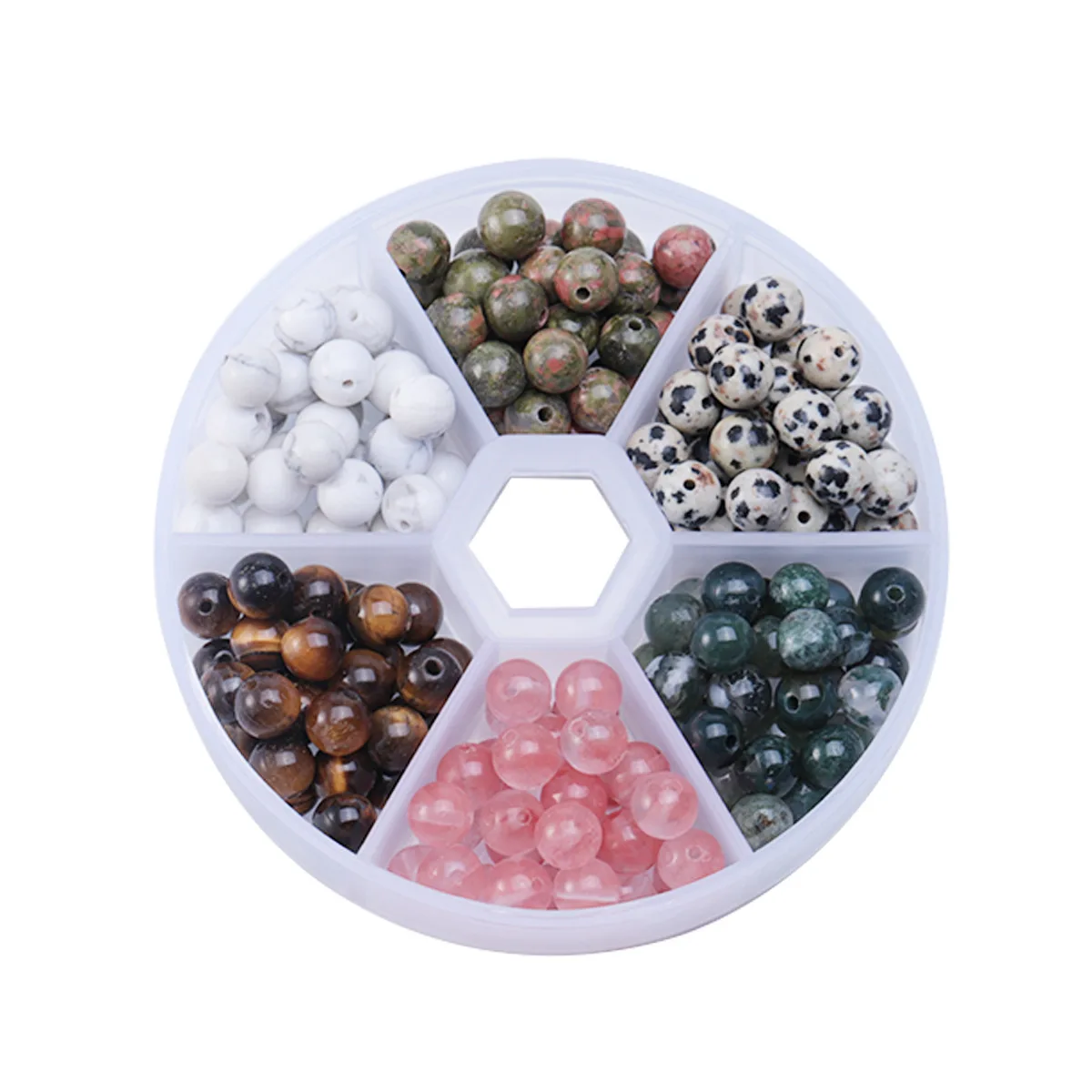

6mm natural stone watermelon crystal white pine 6 round box bulk beads Natural stone beads DIY boxed beads jewelry