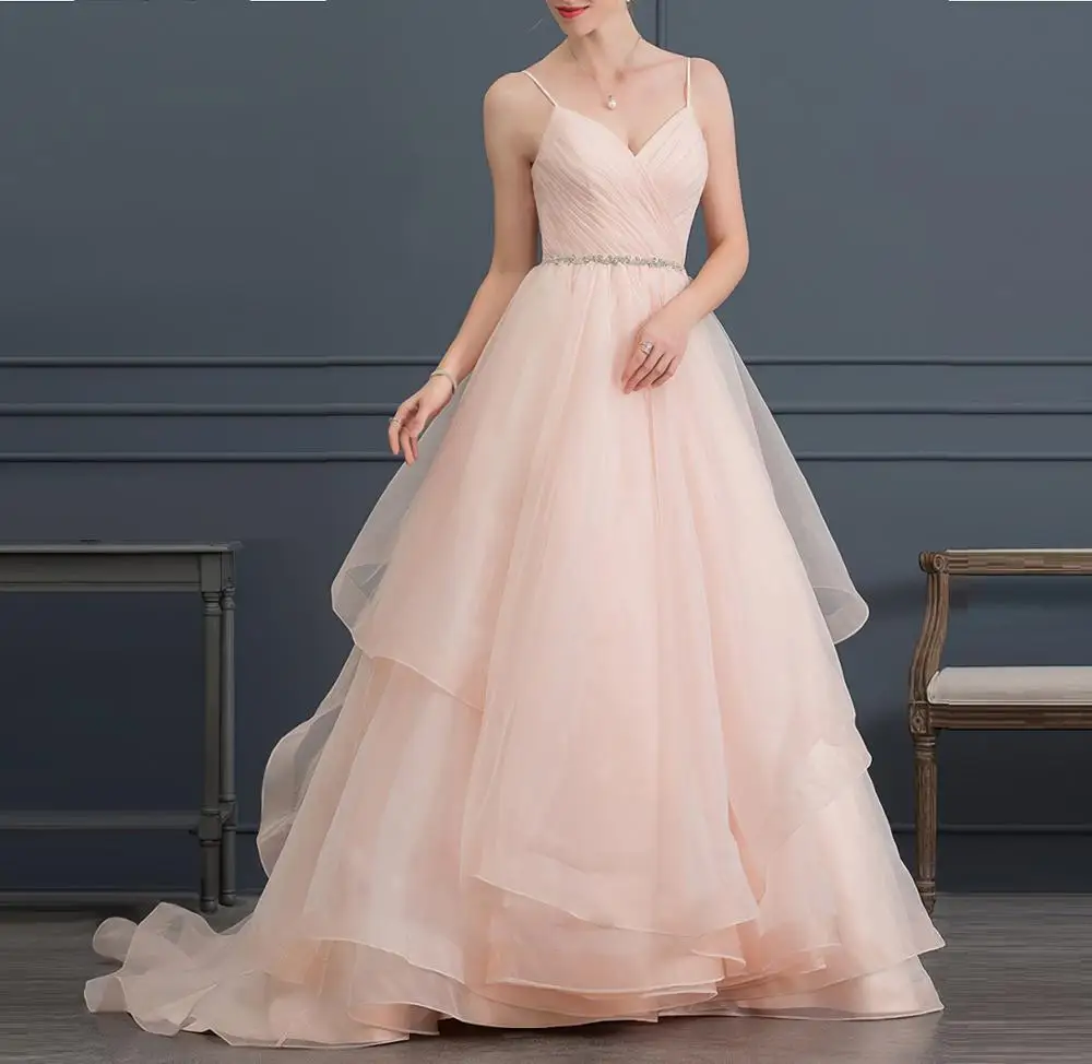 

Bridal WEDDING gown V neck tulle wedding dresses SLEEVELESS PLUS SIZE anniversary ceremony Muslim wedding DRESS