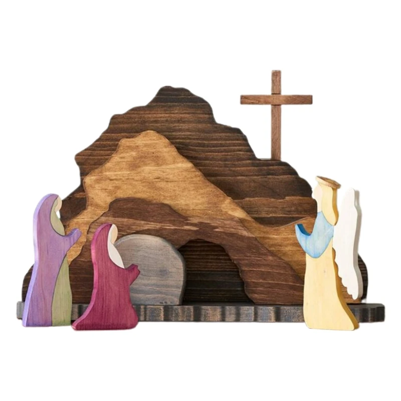 

Easter Decorations Figurines Resurrection Clever Creations Scene Wooden Nativity Set Decoration for the Home,Easter Deco