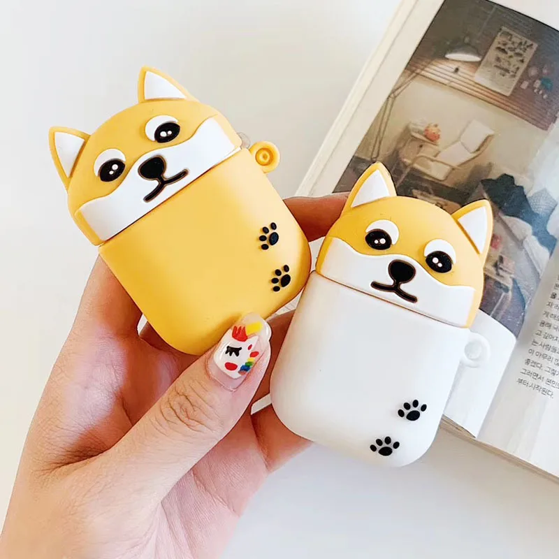 Чехол EKONEDA с мультяшным рисунком Шиба ину собак Хаски для Airpods, силиконовый мягкий чехол с милыми животными для Airpods