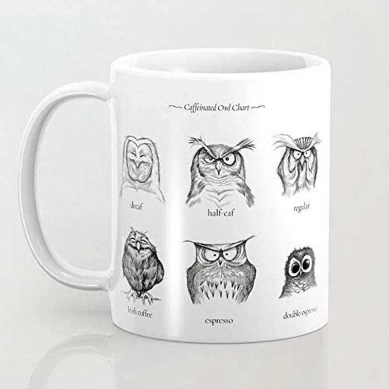 Персонализированная керамическая кофейная кружка с совами белая забавная