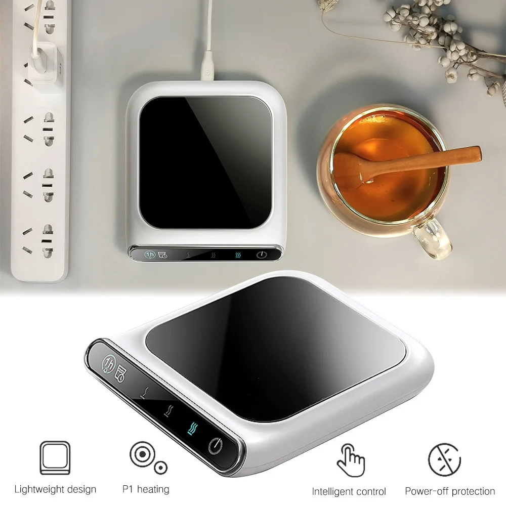 

Portable Cup Warmer Heated Mug Coasters Cup Heater USB ChargeThermostat Warm Cup Mat Pad Household Hot Milk Coffee Mug Warmer