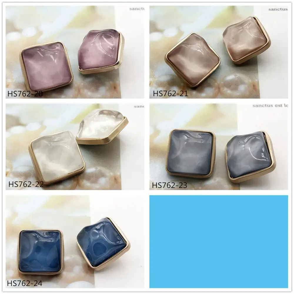 

Square Wave Stone Metal Combination Button DIY Sweater Coat Alloy Hand-sewn Button Color Decorative 2Pcs/lot HS20109-2