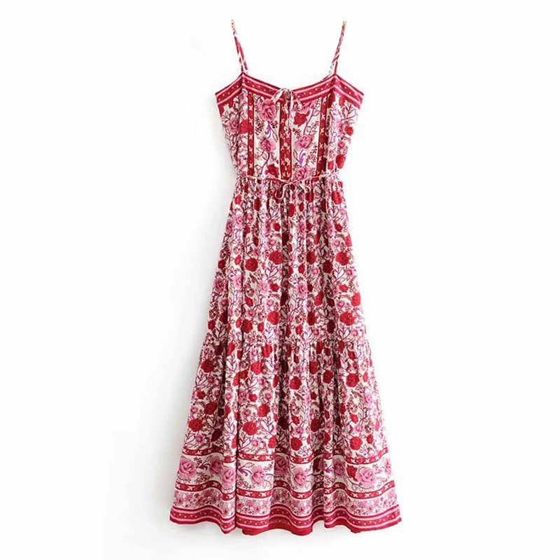 TEELYNN BOHO strapppy платья Gypsy без рукавов летние платья искусственный шелк Цветочный Принт Сарафан Макси платье на бретелях для женщин vestidos
