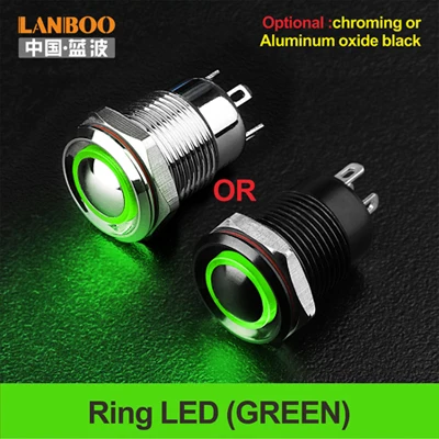 Green LED Ring 12 мм 4 позиционный селектор механический водонепроницаемый микро кнопочный переключатель для кухонной вытяжки - Цвет: Green LED Ring