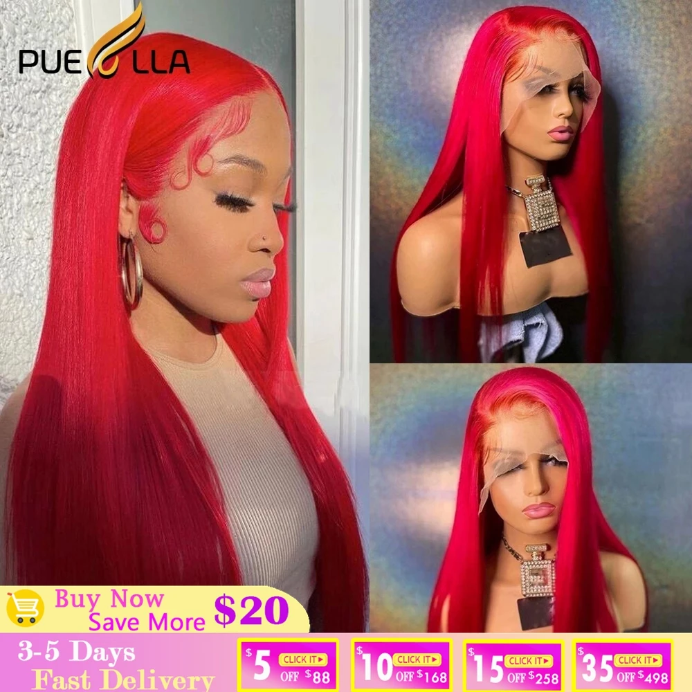 13x4 Red Lace Front Human Hair Wigs With Baby Hair Preplucked Ombre Straight Closure Wig Brazilian Remy Highlight Wig Human Hair