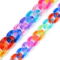 50pcs colorful glitters candy flat twist oval open ring beads connector link chain for necklace bracelet making colorful chain