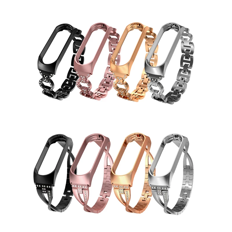 

For Rose Gold Ladies XiaoMi Bracelet Stainless Steel Straps For Millet Bracelet 3 4 5 6 Strap Replacement Strap Bracelet Strap