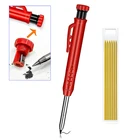 Твердый плотничный карандаш с 7 сменными стержнями, встроенная точилка, механический карандаш-маркер, плотничный писсуар