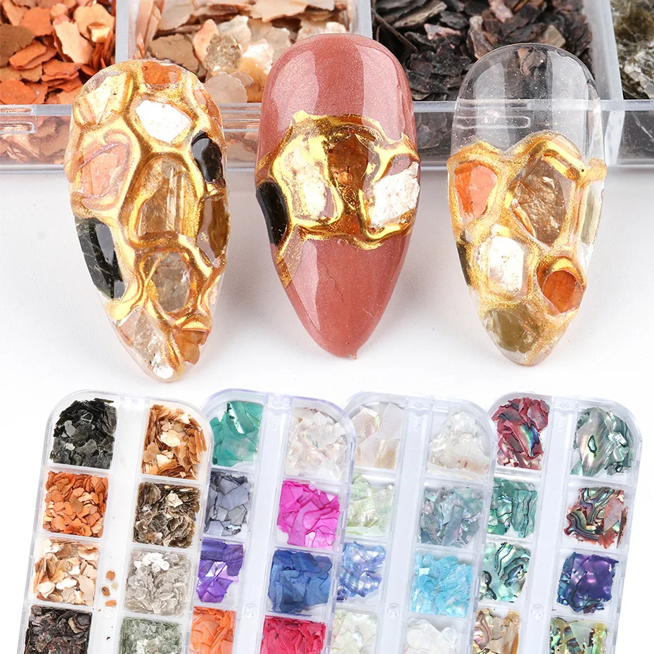 

Nail Shell Sequins Colorful Thin Irregular Abalone Broken Patch Nail Ornament Nail gel polish polyge nail kit LBA001