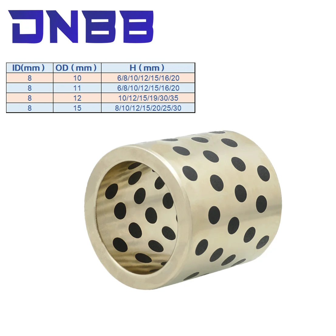 

2Pcs JDB 8mmx10mm 8mmx11mm 8mmx12mm MPBZ linear graphite copper set bearing copper bushing oil self-lubricating MPBZU bearing