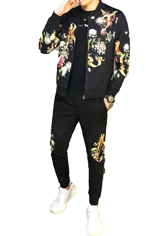 

Fashionable Printed Mens Tracksuit 2 Piece Sports Set Jacket + Pants Plus Size 5XL New Spring 2021 Collection