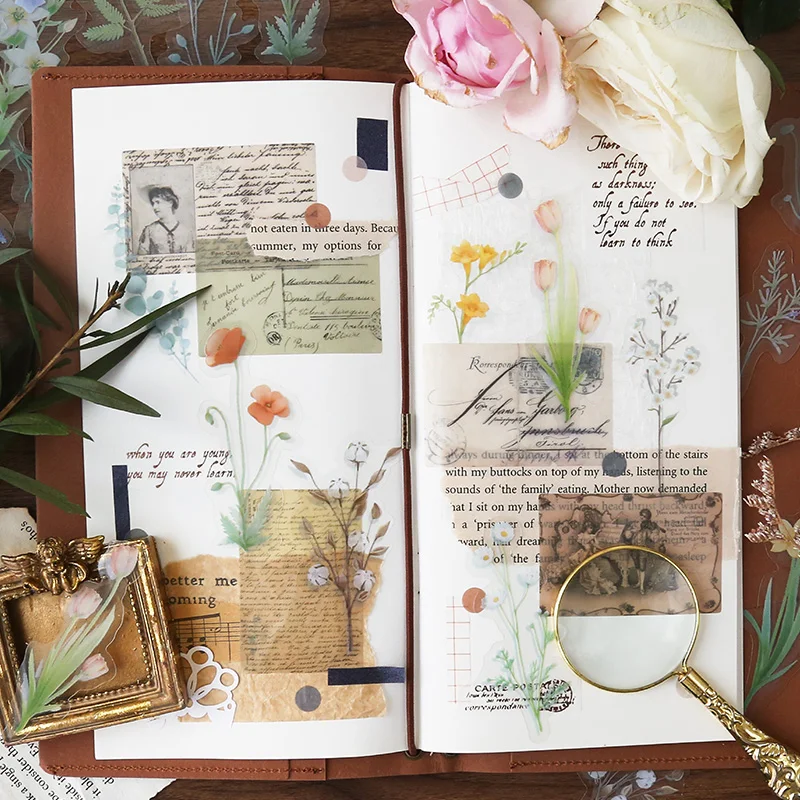 Стикеры декоративные junklog 40 шт./набор Осенние цветы буквы дневник канцелярские