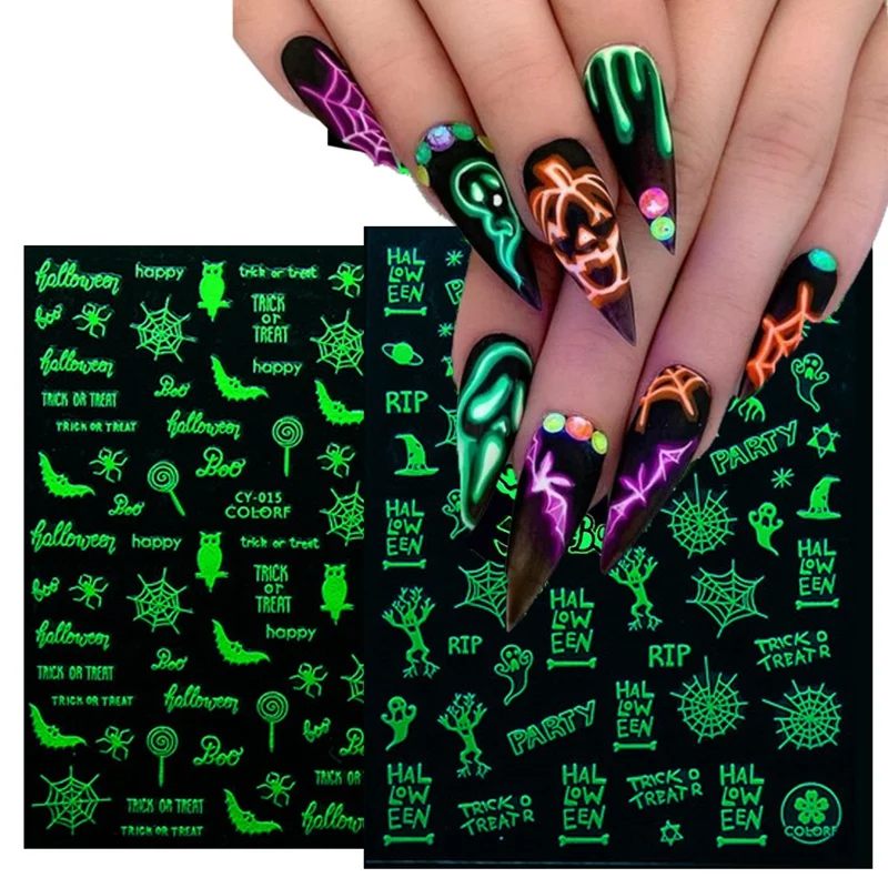 

Светящиеся наклейки для ногтей, флуоресцентные зимние слайдеры, флуоресцентные наклейки для маникюра, 4 шт.