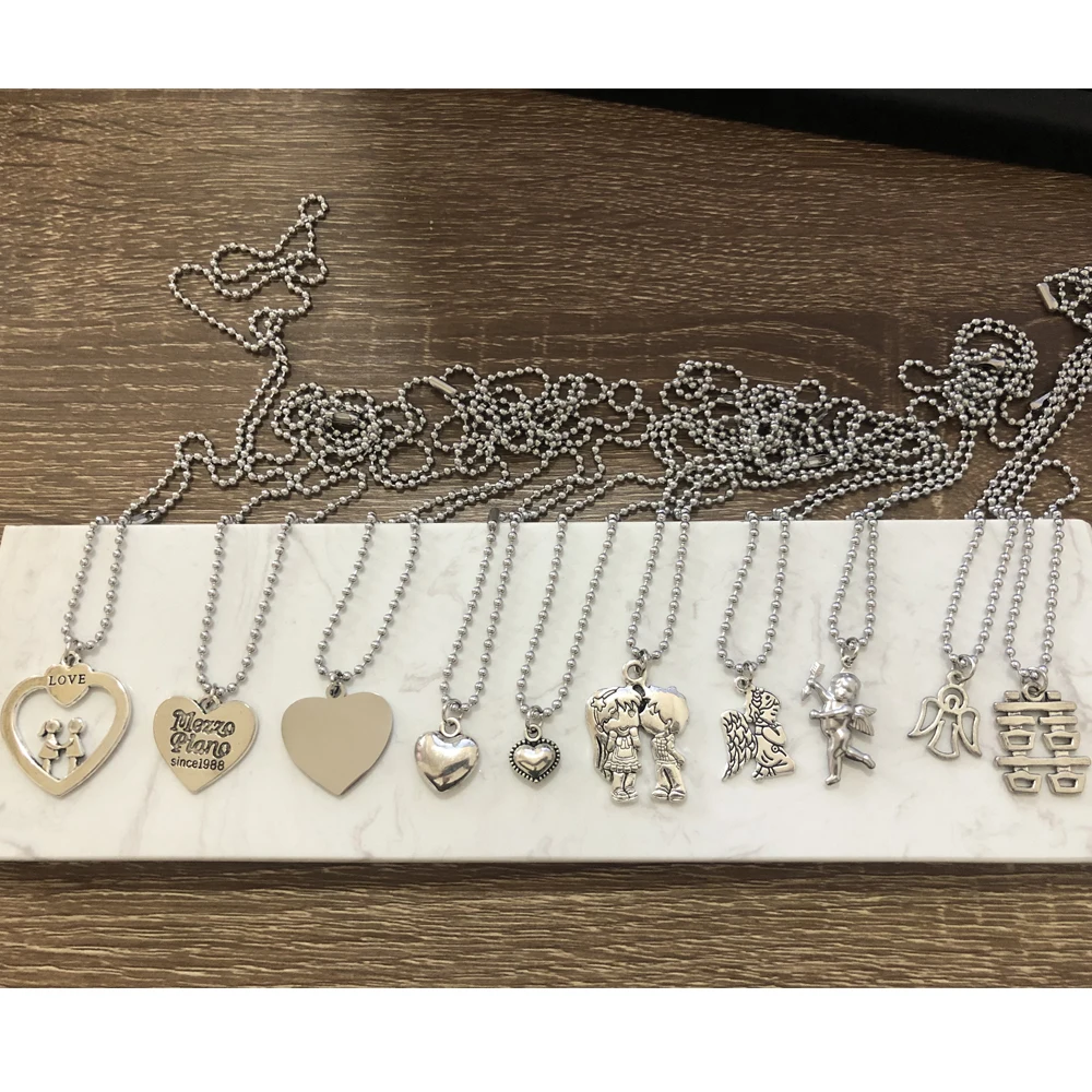 Пара ожерелье Любовь Студенческая нержавеющая сталь 60 см цепь китайский кулон