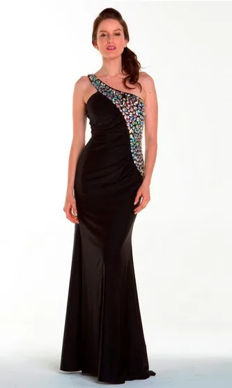

free shipping maxi 2018 dinner one shoulder backless vestidos formales long crystal sexy vestido de noiva bridesmaid dresses