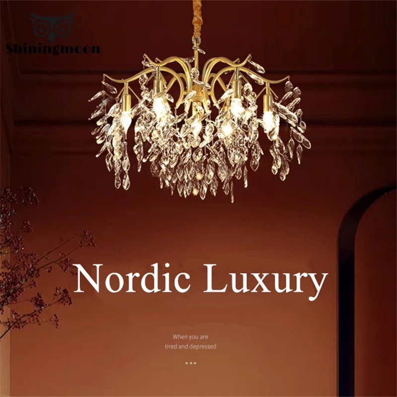 

Nordic Luxury Crystal Chandeliers Lighting European LED Ceiling Chandelier Living Dining Room Bedroom Home Decor Light Fixtures